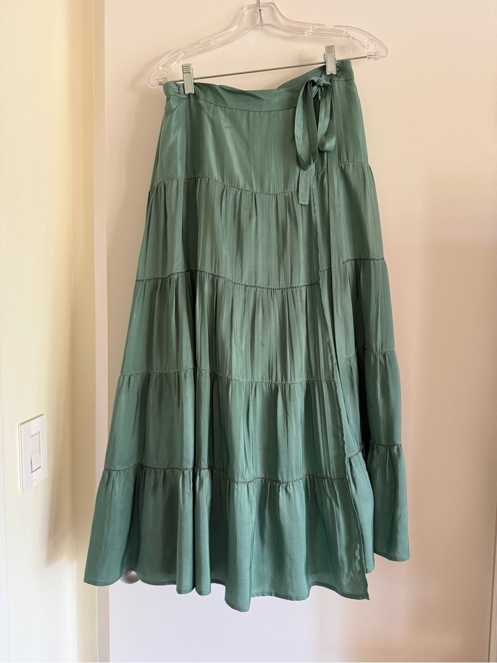 Turquoise Tiered Wrap Maxi Skirt